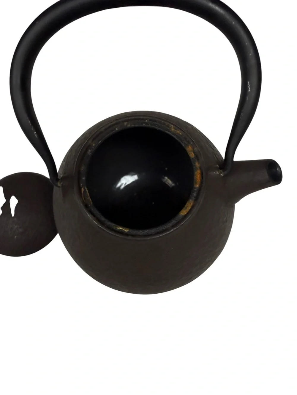 Vintage Japanese Style Cast Iron Tea Kettle Tetsubin- Rustic Brown Black 4x4in